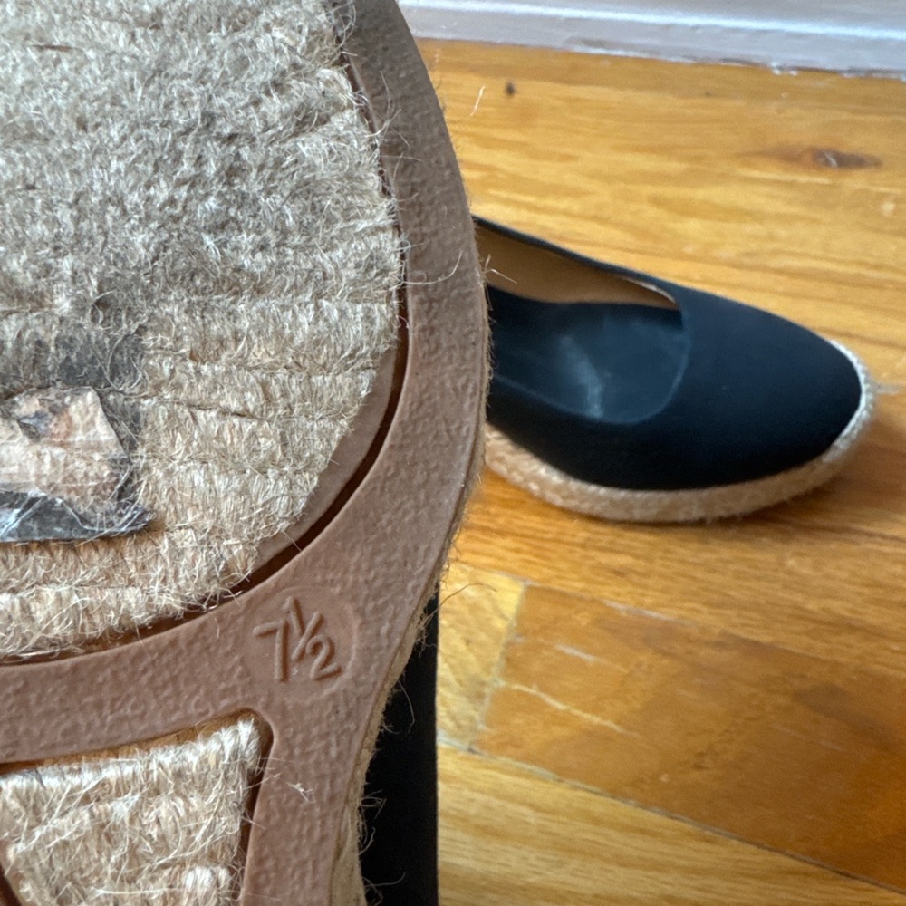 J.Crew Seville Espadrille Wedges Black Canvas Size 7.5 w/ Box - Picture 3 of 6